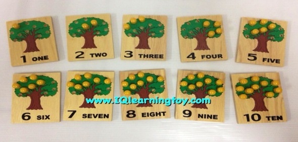 แผ่นไม้ปักหมุดต้นไม้สอนเรื่องจำนวนนับ 1-10 เพื่อฝึกเชาว์ และวัดความเข้าใจเรื่องตัวเลขและการเรียนรู้จำนวนนับ 1-10 ของเด็กๆ ส่งฟรี