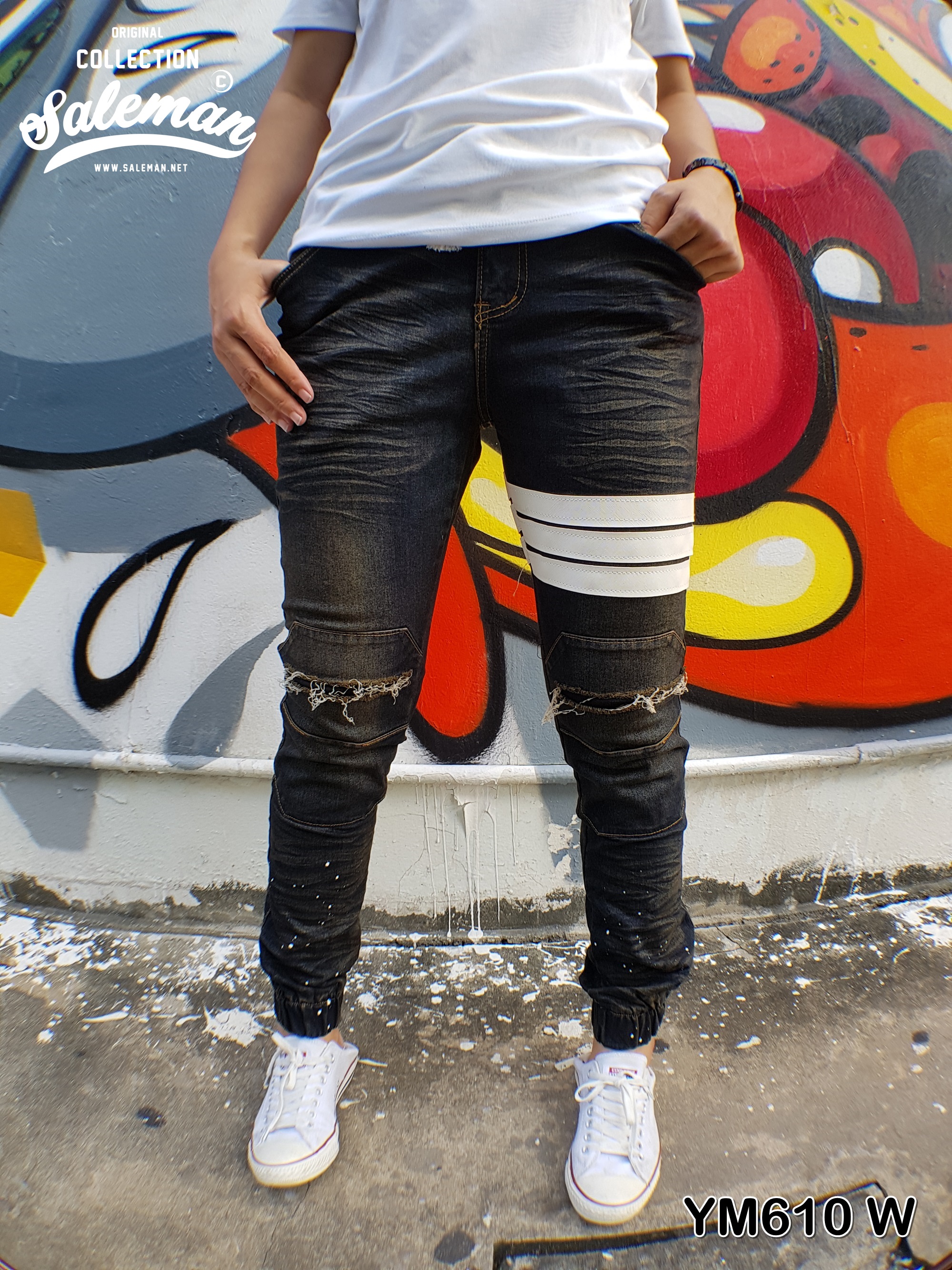 STRETCH JEANS JOGGER PANTS | ขาจั๊มยีนส์ยืด YM610 W