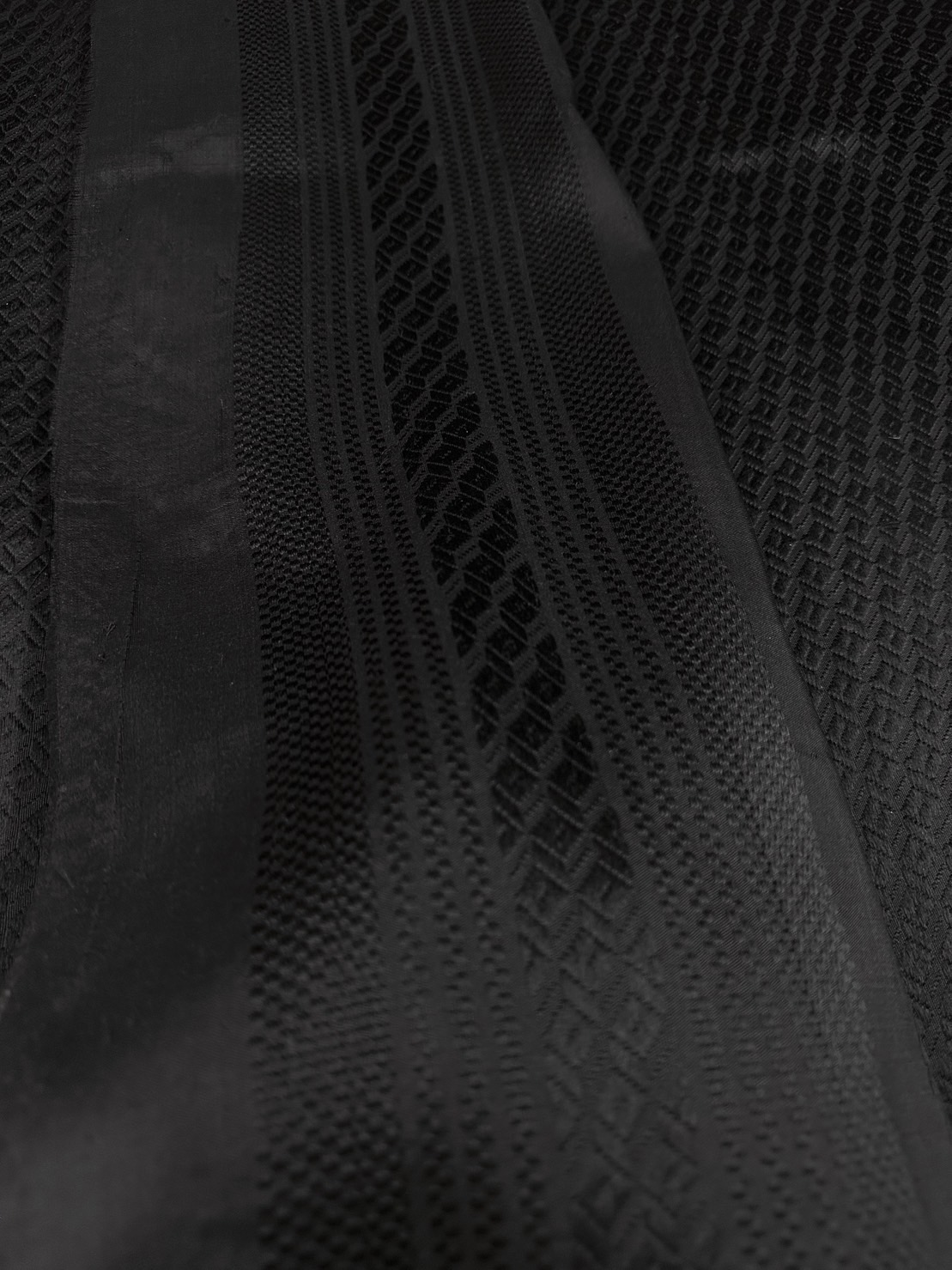 ซิ่น ผ้าไหมยกสุรินทร์ ไหมแท้ 32ตะกอ ขนาด 1x2 เมตร พื้นสีดำ ไม่มีเชิง มีหน้านาง รหัส N11-0720660959