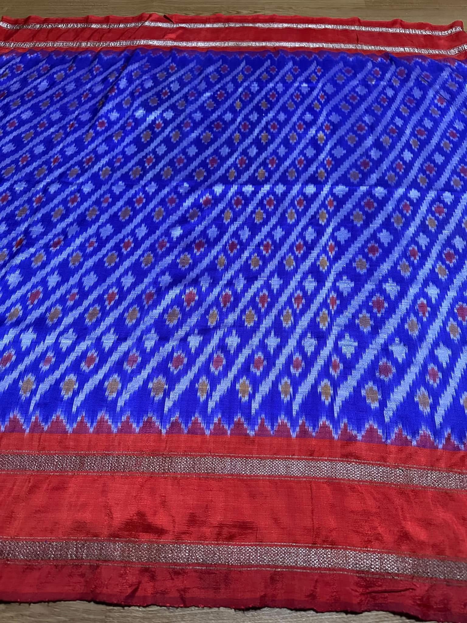 ซิ่น ไหมมัดหมี่ ผ้าปาโตล่า ขนาด 116x215ซม. ท้องผ้าสีม่วงเชิงส้ม รหัส N9-SIL-051768A27