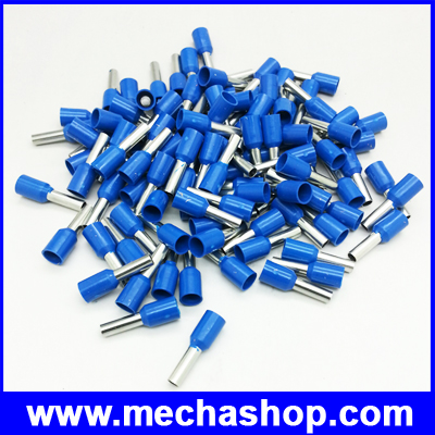 (จำนวน100ชิ้น)ขั้วต่อหางปลา ข้อต่อสายไฟ แบบหุ้ม PVC Insulated Bootlace Ferrules E2508 2.5 sq.mm. 14 AWG 8mm