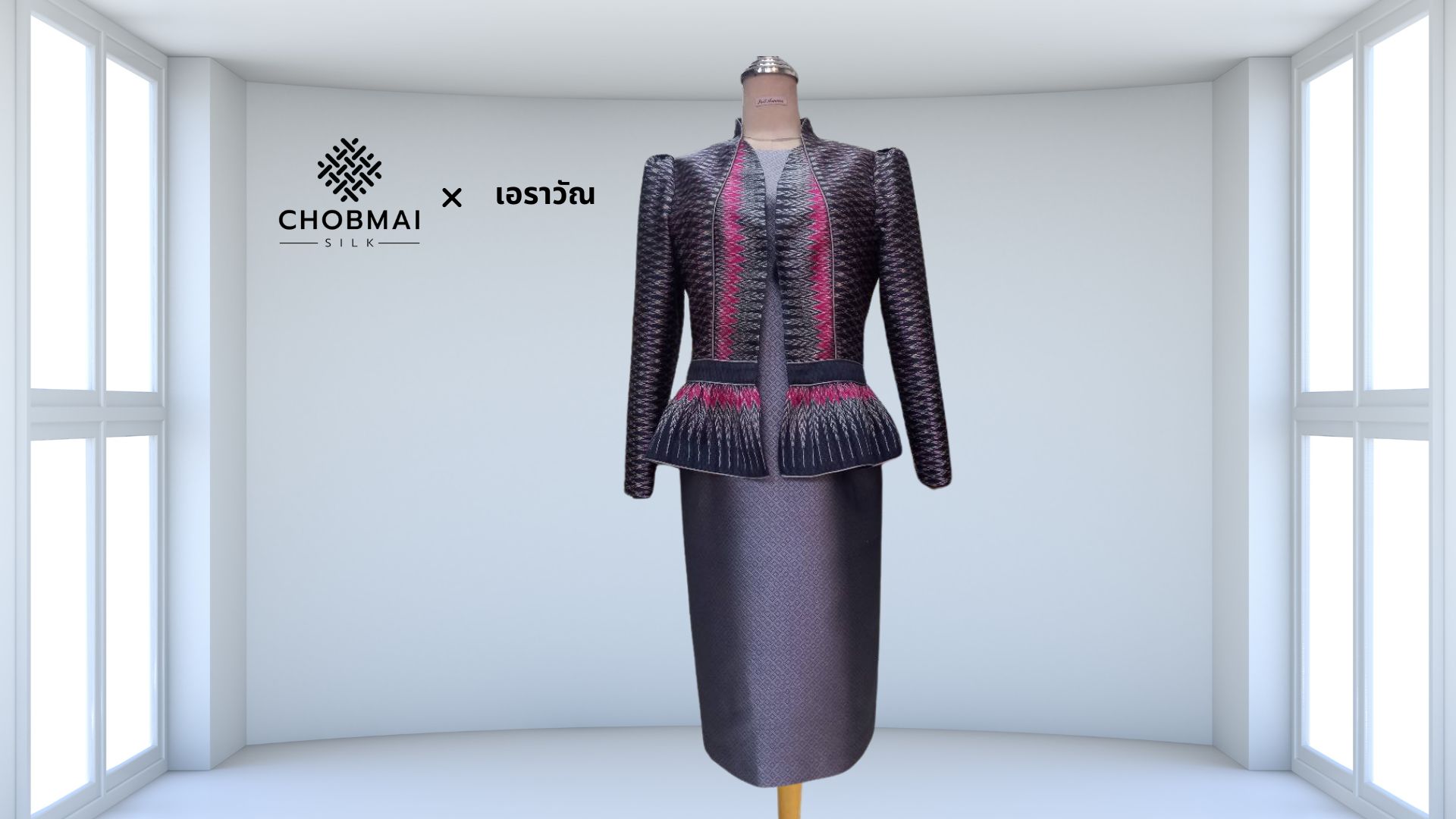 แบบตัดชุด แยกชิ้น เสื้อ+ชุดกระโปรง ผ้าไหม (ไม่รวมผ้า) chobmai x ARW รหัส CUT-ARW0213698