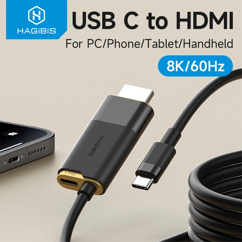 ออกใบกำกับภาษีได้ Hagibis SWC10 USB C to HDMI 8K 60Hz, Type-C to HDMI Cable Thunderbolt 3 MacBook Pro Macmini Macbook