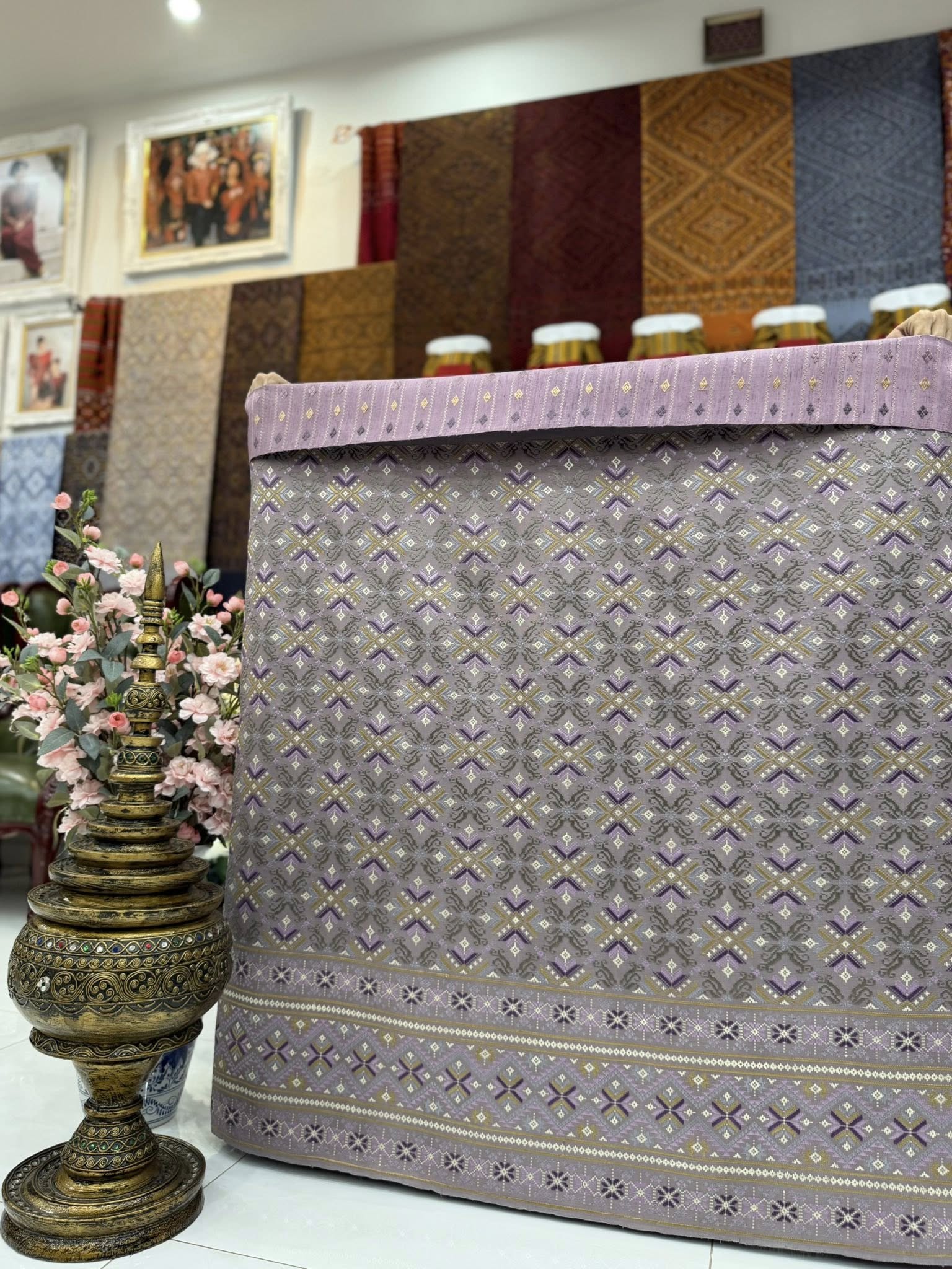 ซิ่น ผ้าไหมแพรวา ขนาด 1x2เมตร พื้นสีม่วงเทา รหัส P-BM-0410681