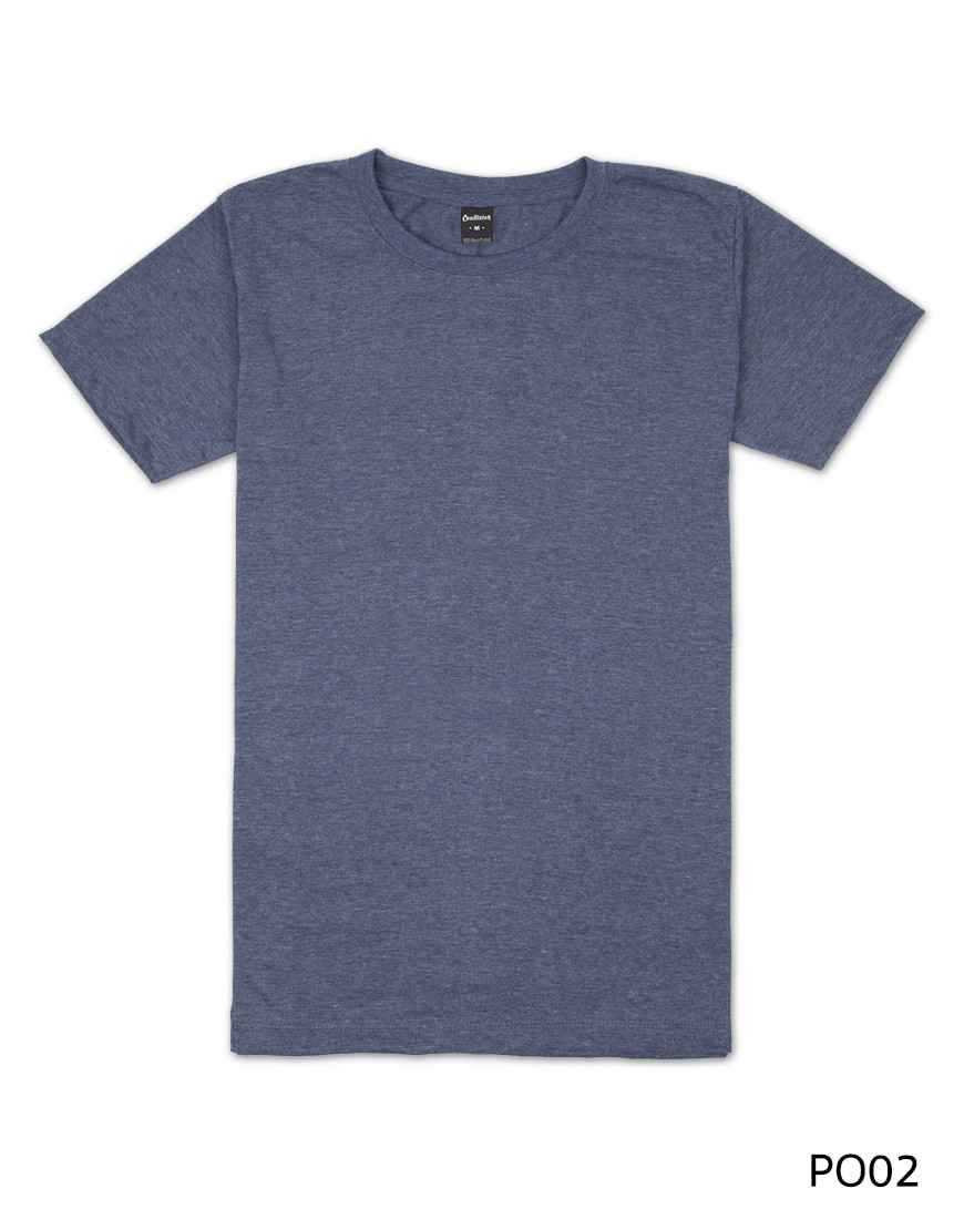เสื้อยืดคอกลมเรียบ Po02 สีกรมฟอก