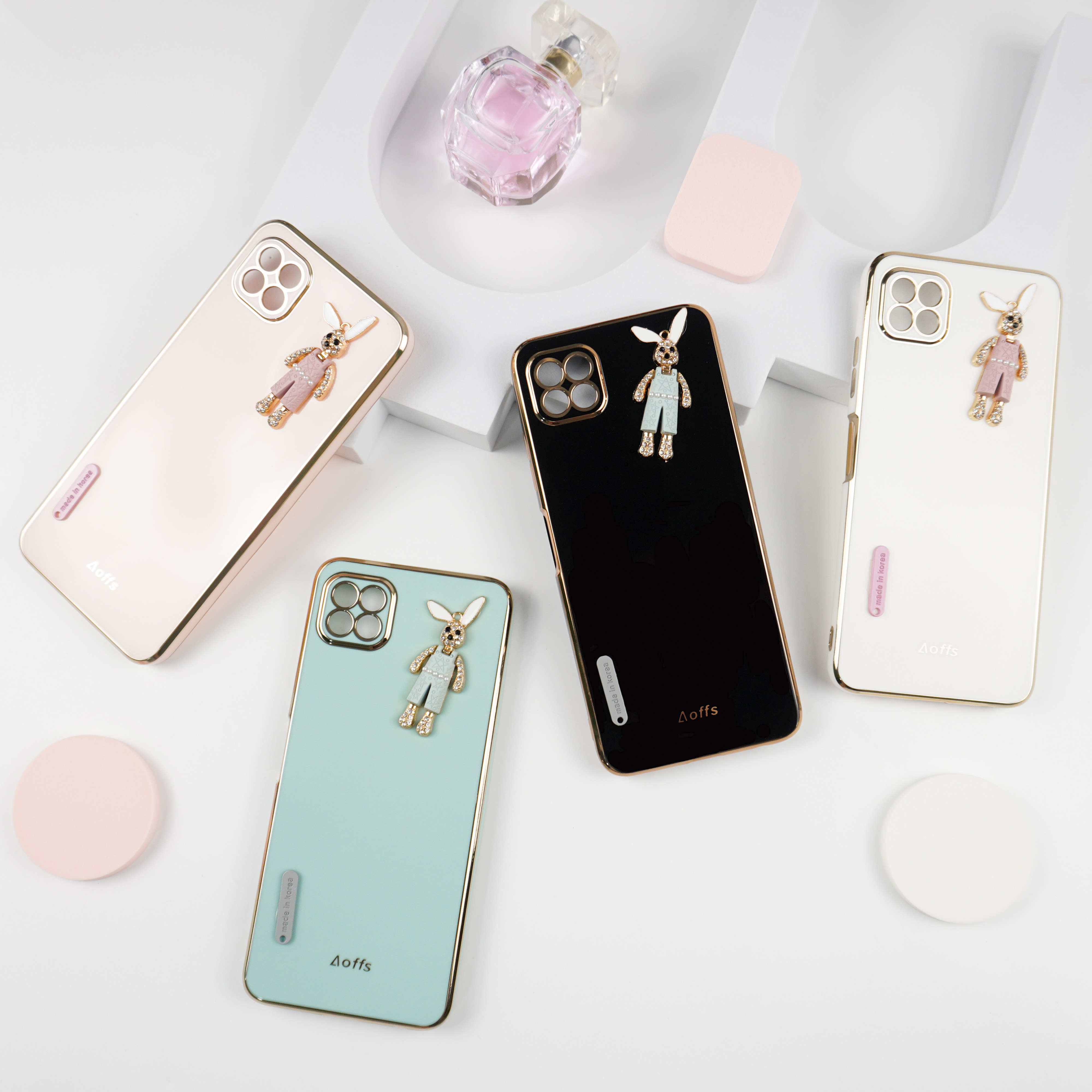 เคสโทรศัพท์ Samsung เคสซิลิโคน เงาขอบทอง กระต่าย3D คลุมเลนส์กล้อง สำหรับSS A22 5G