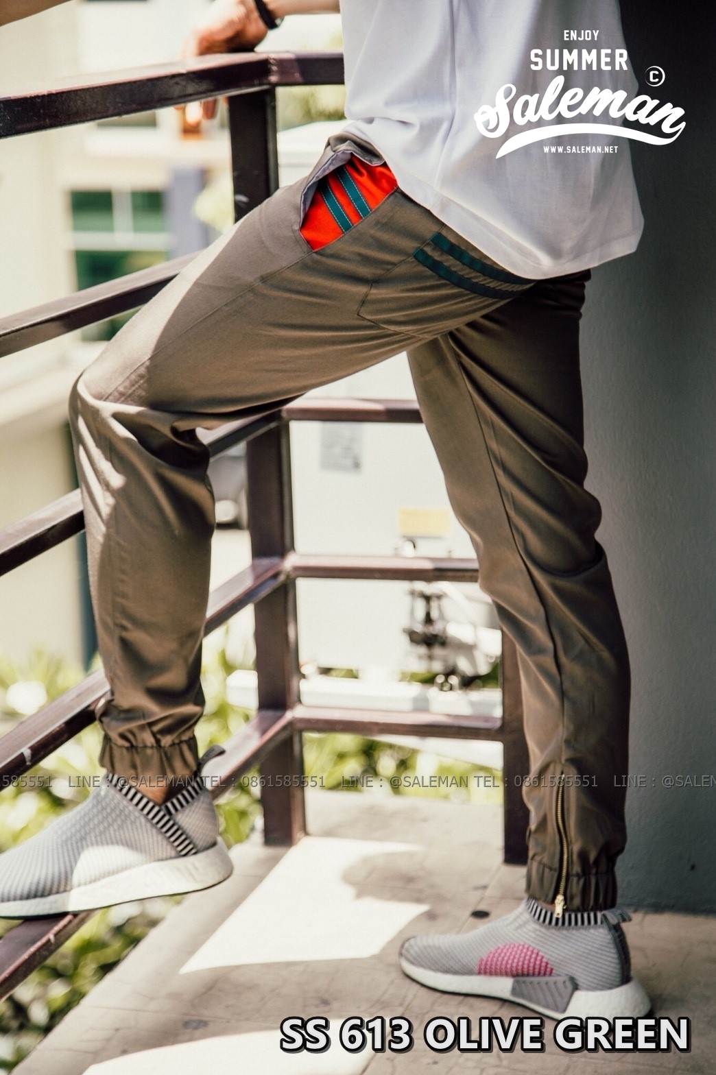 กางเกง JOGGER พรีเมี่ยม ผ้า COTTON รหัส SS 613 OLIVE GREEN