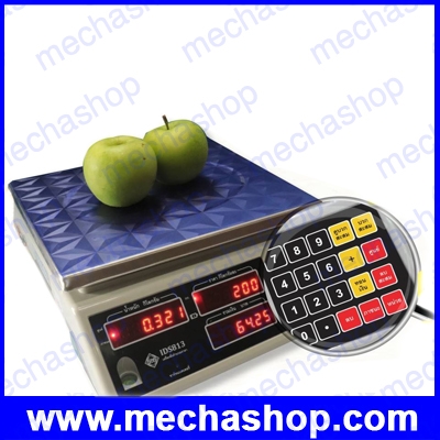 เครื่องชั่งคำนวณราคา เครื่องชั่งน้ำหนัก เครื่องชั่งตั้งโต๊ะ 3kg/0.5g, 6kg/1g, 7.5kg/1g, 15kg/2g, 30kg/5g หน้าจอแสดงผล LED ยี่ห้อ SDS รุ่น IDS813E เครื่องชั่งคำนวณราคา เมนูภาษาไทย (ผ่านการตรวจรับรอง)