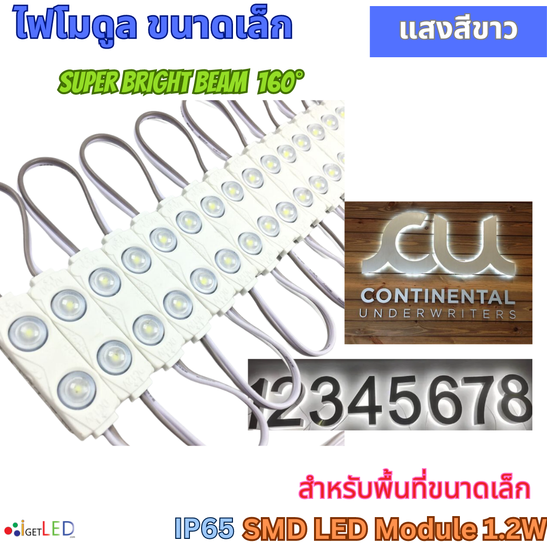 LED Module 2เม็ดไฟ สีขาว โมดูล ขนาดเล็ก 12V 1.2W 2LED เลนส์กระจายแสง ไฟป้ายอักษร ไฟงานป้าย กันน้ำ เลนส์กระจายแสง [20ตัว]