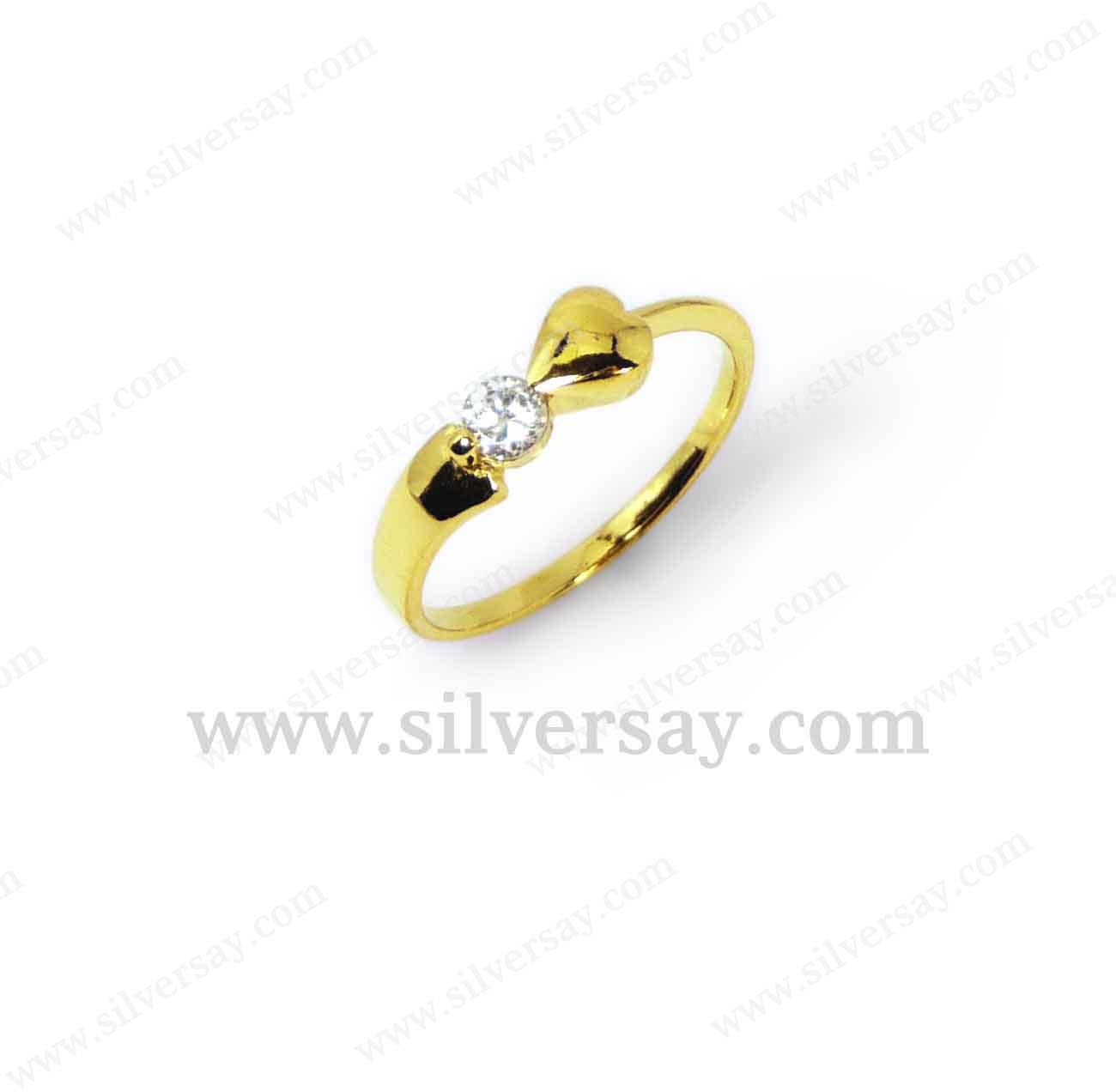 แหวนหัวใจล็อคเพชรสวิส/สีทองคำ22k