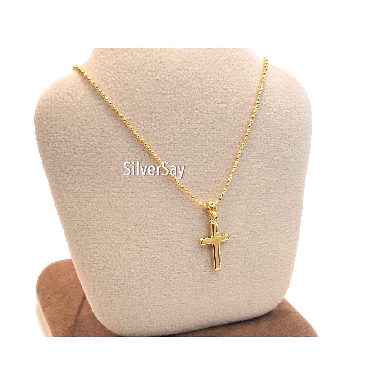 จี้ไม้กางเขน/แบบเกลี้ยง/สีทองคำ22k