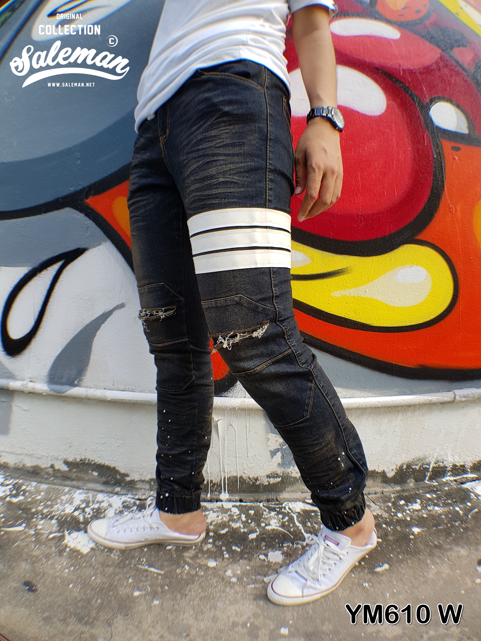 STRETCH JEANS JOGGER PANTS | ขาจั๊มยีนส์ยืด YM610 W
