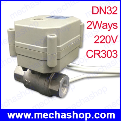 มอเตอร์วาล์วไฟฟ้า 220V เกลียวนิ้ว SUS304 1-1/4 inch DN32 Motorized Valve Full Port Actuated Ball Valve 2 Way CR303