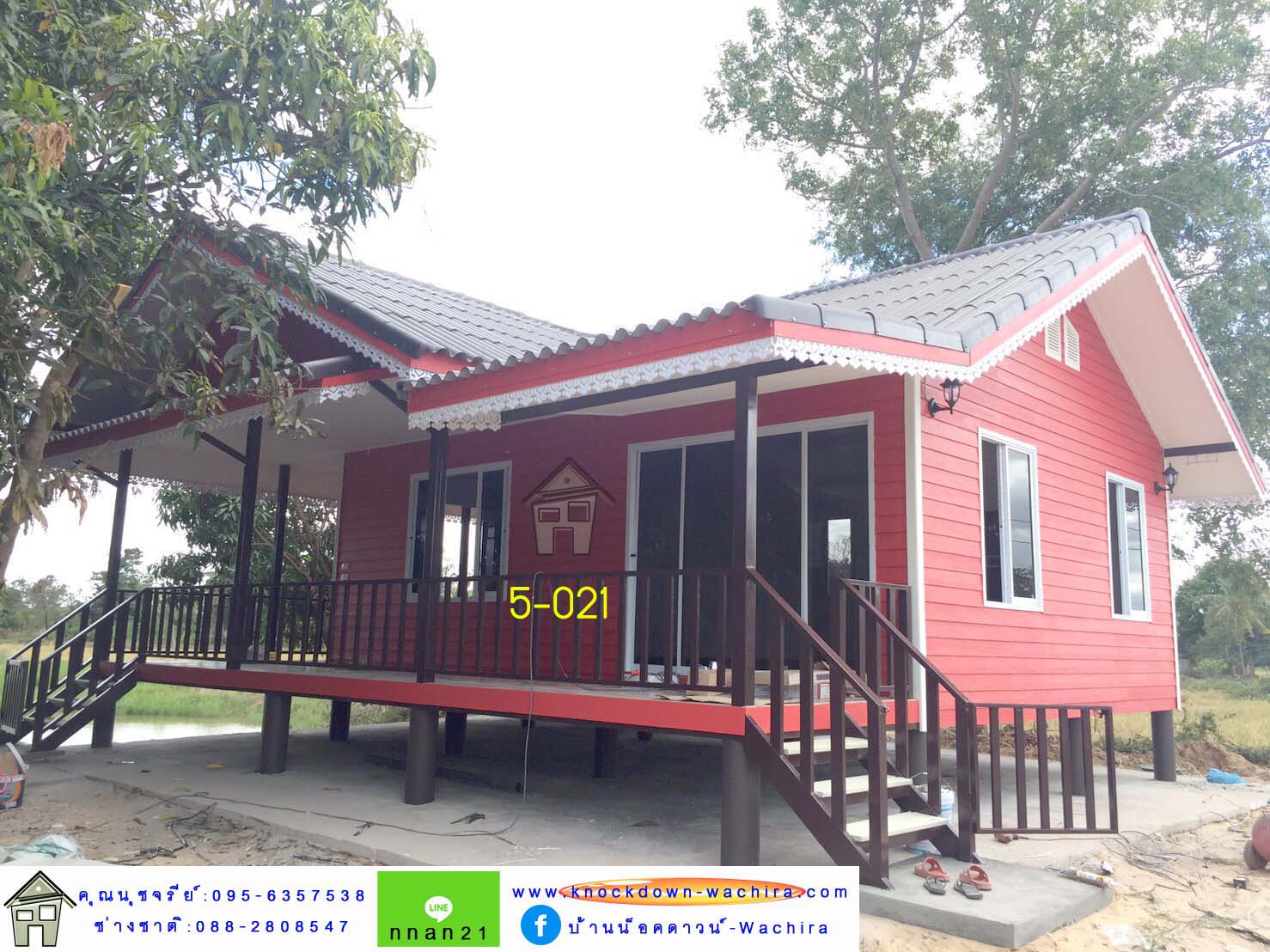 5-021 บ้านน็อคดาวน์ - ทรงจั่วมุกซ้อน