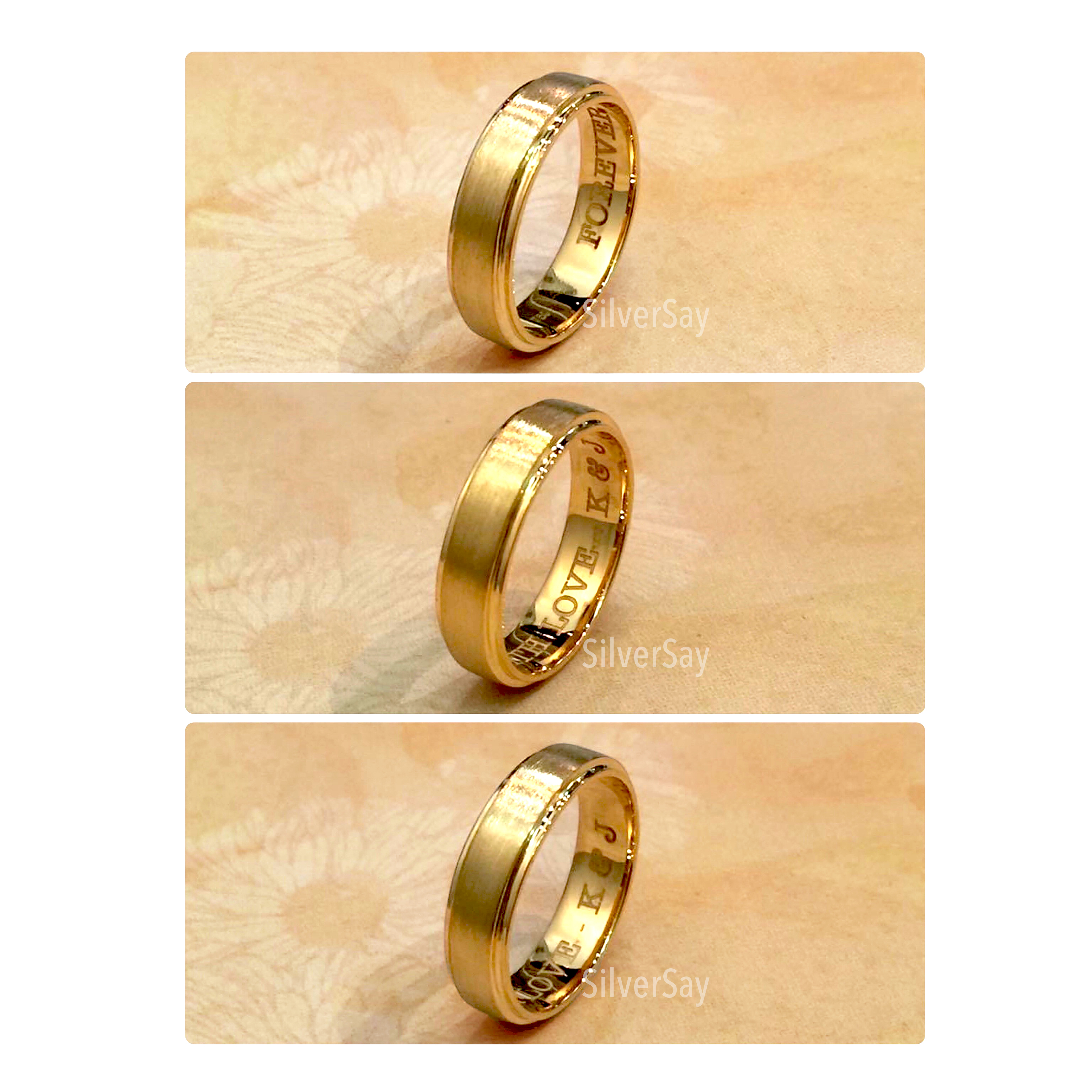 แหวนทองคำแท้ 18k-Yellow gold สลักชื่อ "FOREVER WITH LOVE - K & J"