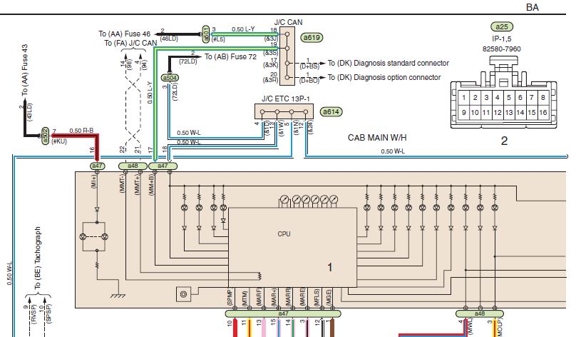 คู่มือวงจรไฟฟ้า HINO 700 ซีรีย์ FR1E, FS1E, FY1E, SH1E, SR1E และ SS1E เครื่องยนต์ E13C