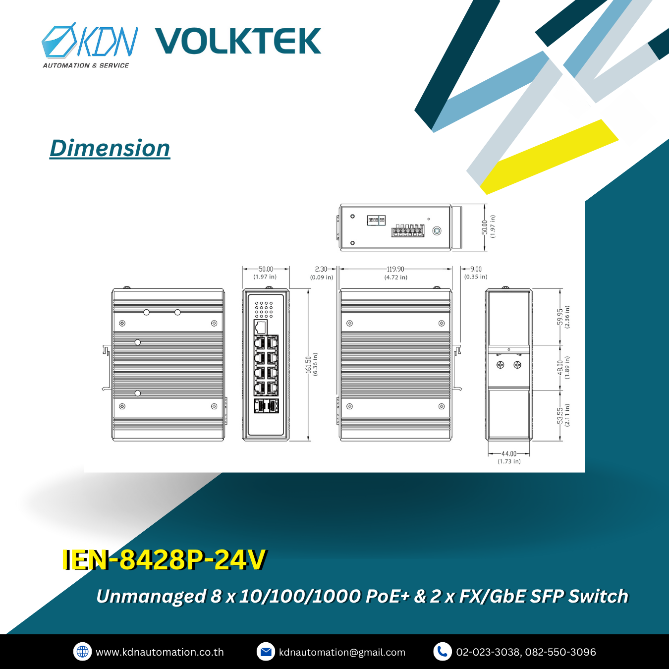 IEN-8428P-24V Volktek Unmanaged 8 x 10/100/1000 PoE+ & 2 x FX/GbE SFP Switch