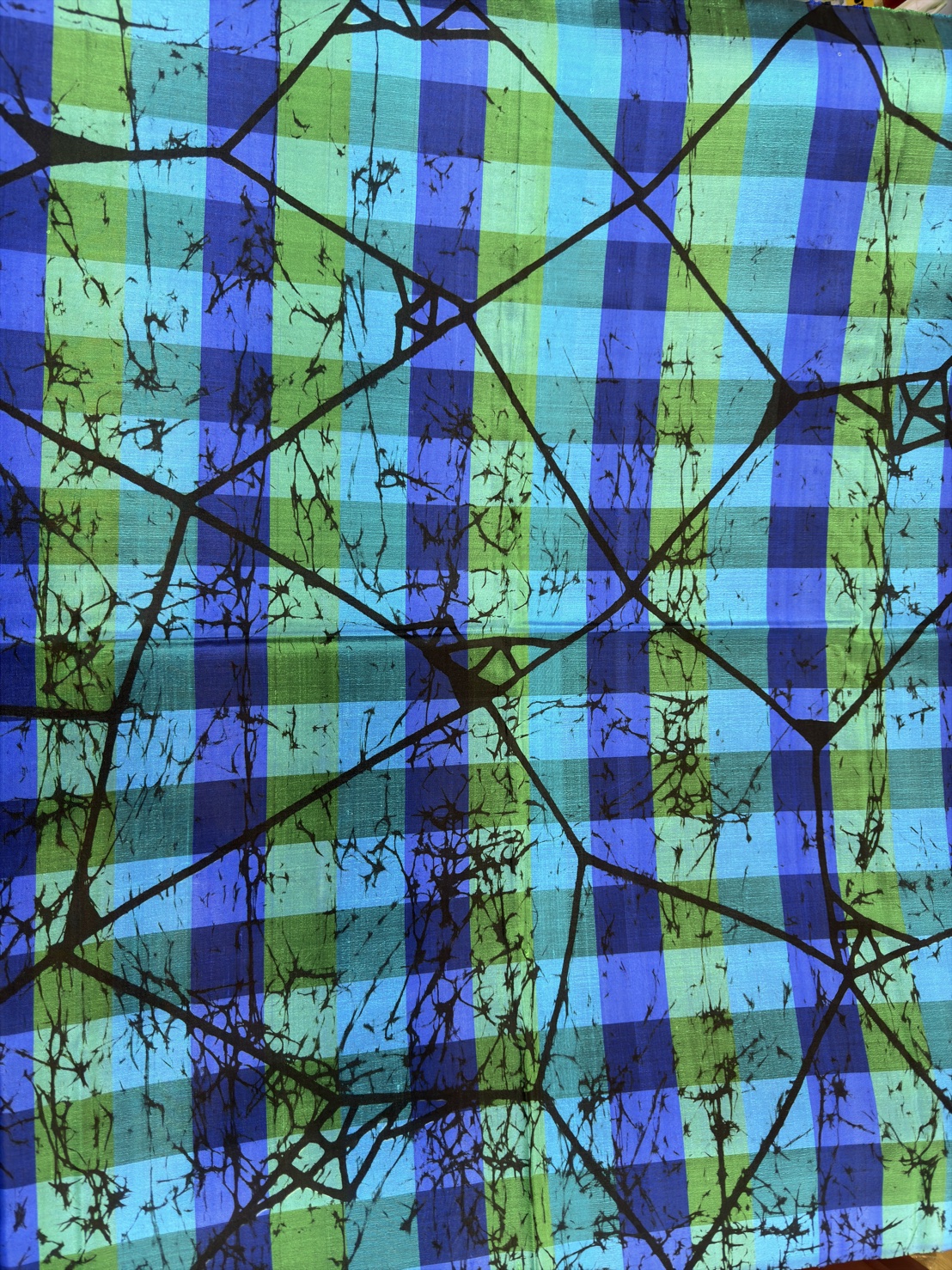 ผ้าไหมทอมือบาติก สีเขียวน้ำเงิน (ราคาต่อเมตร) รหัส A11-Kaya-1204683