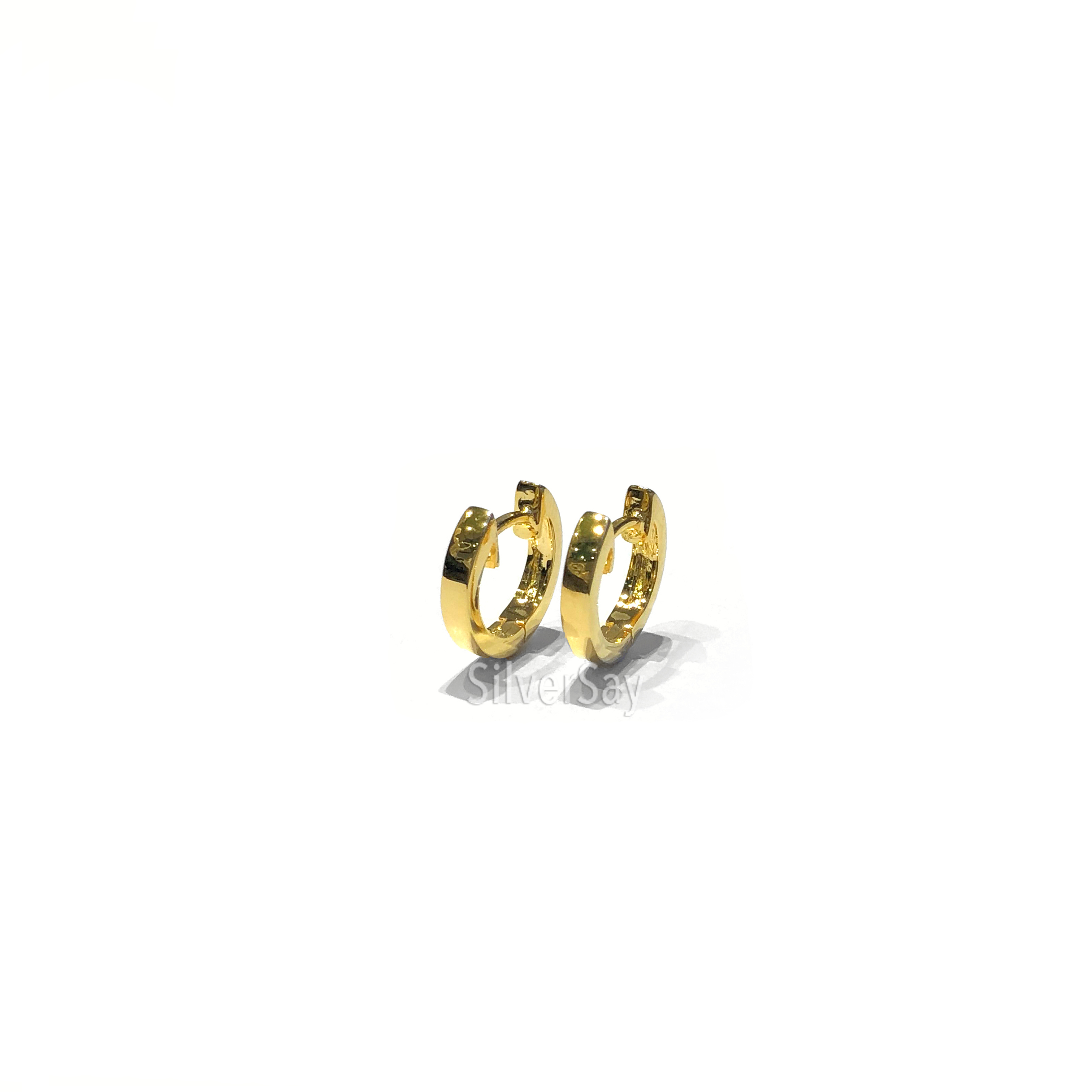 ต่างหูห่วงหน้าตัดเหลี่ยม/เกลี้ยง/วงใน 9 มม./สีทองคำ22k
