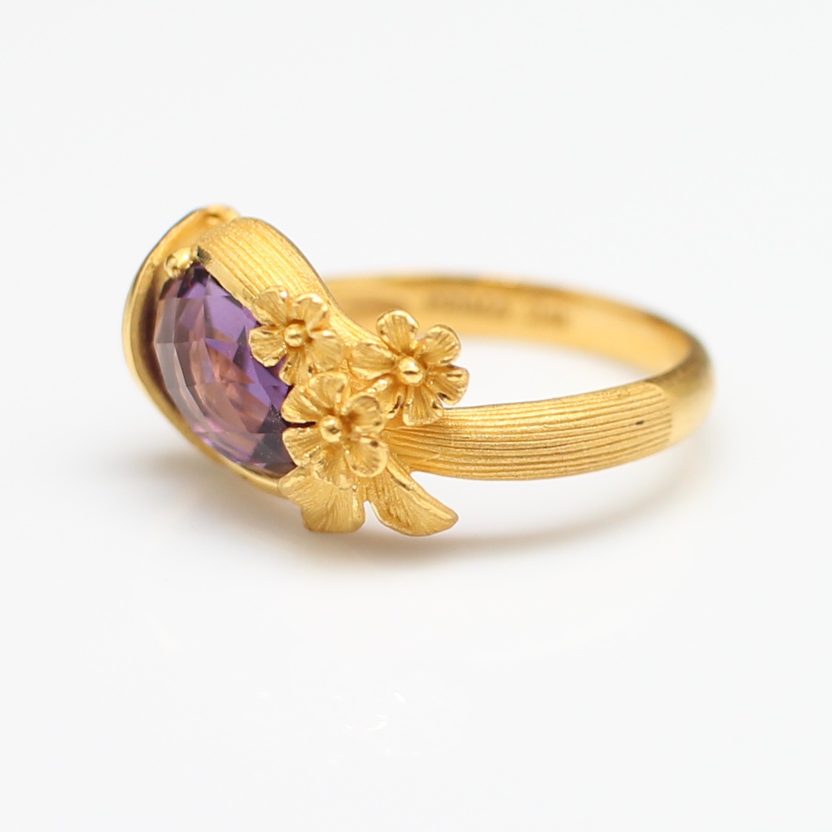 RG250211 ชุดอะเมทิส แหวน จี้ ต่างหู Primagold ทองแท้ 99.99% นน.รวม 19 กรัม แหวนไซส์ 52