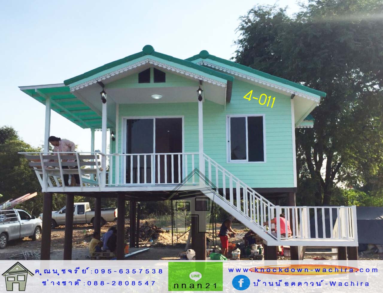 4-011 บ้านน็อคดาวน์ - บ้านหลังใหญ่ - ทรงจั่วมุกซ้อน