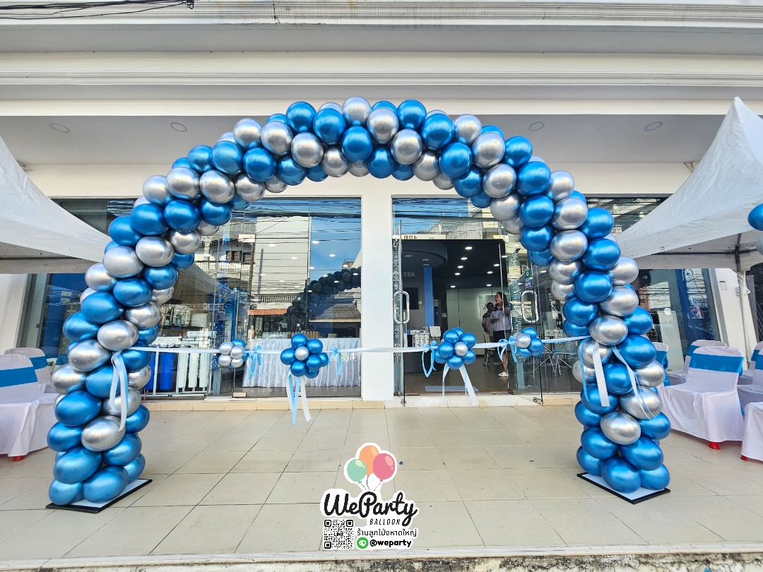 ซุ้มโค้งเปิดร้าน สีโครมหรู Balloon Arch Grand Opening (+เพิ่มริบบิ้นพิธีเปิดและกรรไกรตัดริบบิ้น1ชุด ฿700)(สนใจสั่งซื้อผ่าน Line: @weparty)
