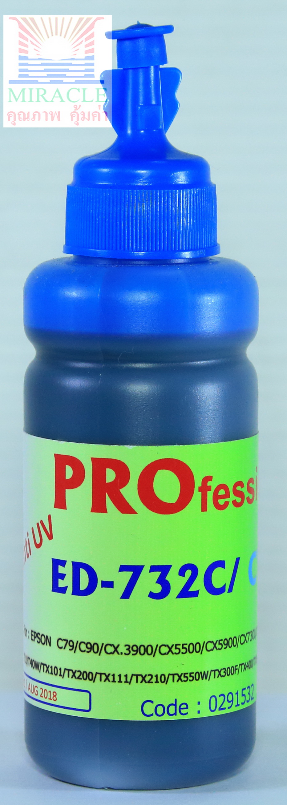 น้ำหมึก MIRACLE Pro 100 cc for EPSON "CYAN" มีสาร UV ป้องกันแสงแดด