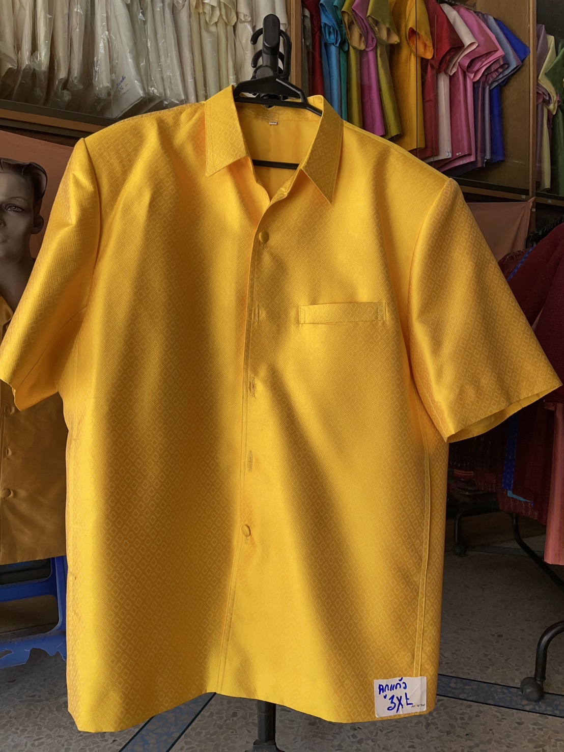 เสื้อซาฟารี คอปก ลูกแก้ว ไซส์ 3XL สีเหลืองทอง รหัส DT-0227681