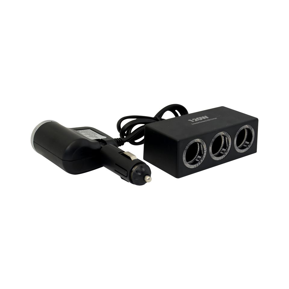 ที่ชาร์จในรถยนต์ ที่ชาร์จUSB 3 ช่อง มีช่องจุดบูหรี่