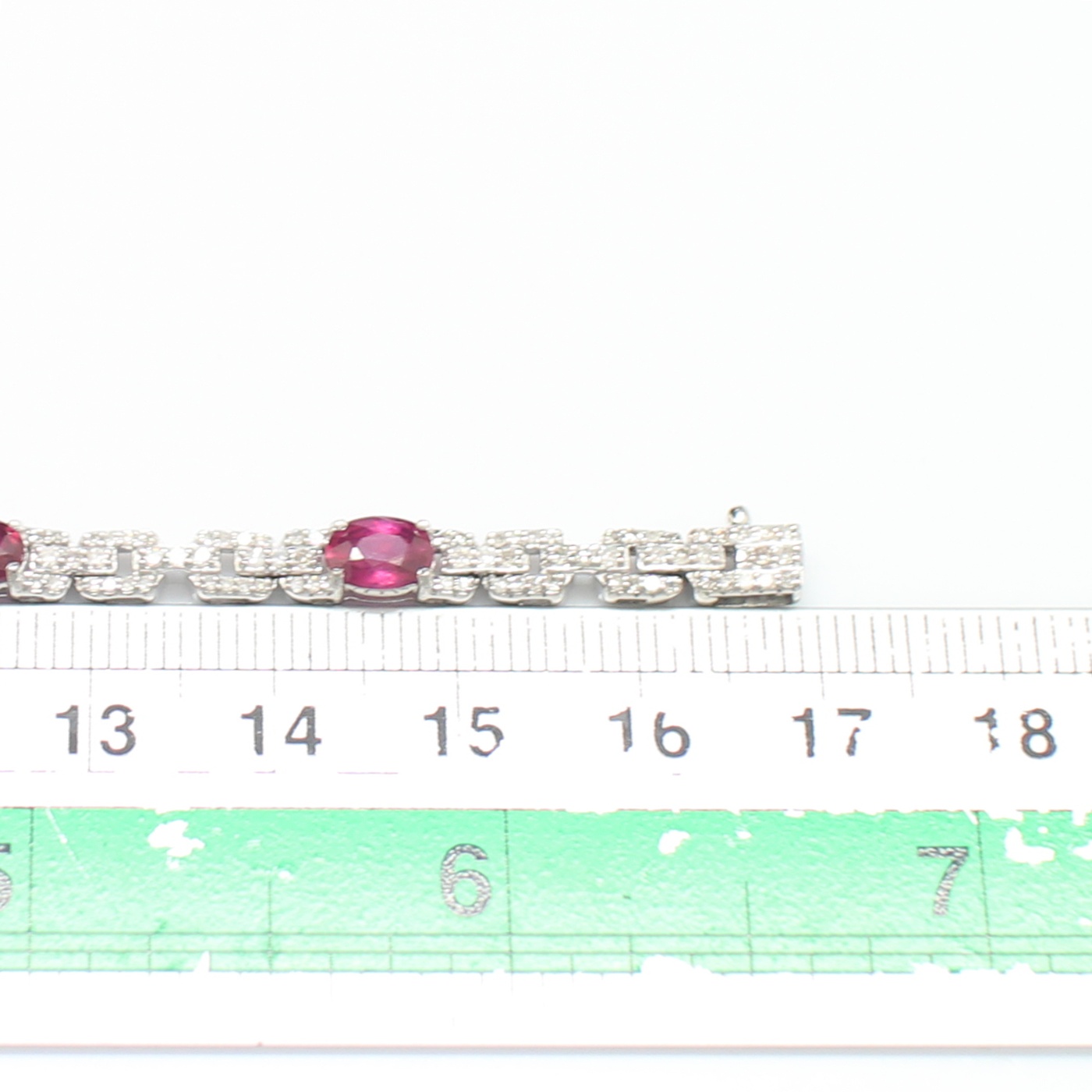 BL25274 สร้อยข้อมือทับทิมคั่นเพชร เพชรแท้ 255 เม็ด 1.20 กะรัต ทองแท้ 18k นน.รวม 13.8 กรัม ยาว 18 ซม. งานสวย