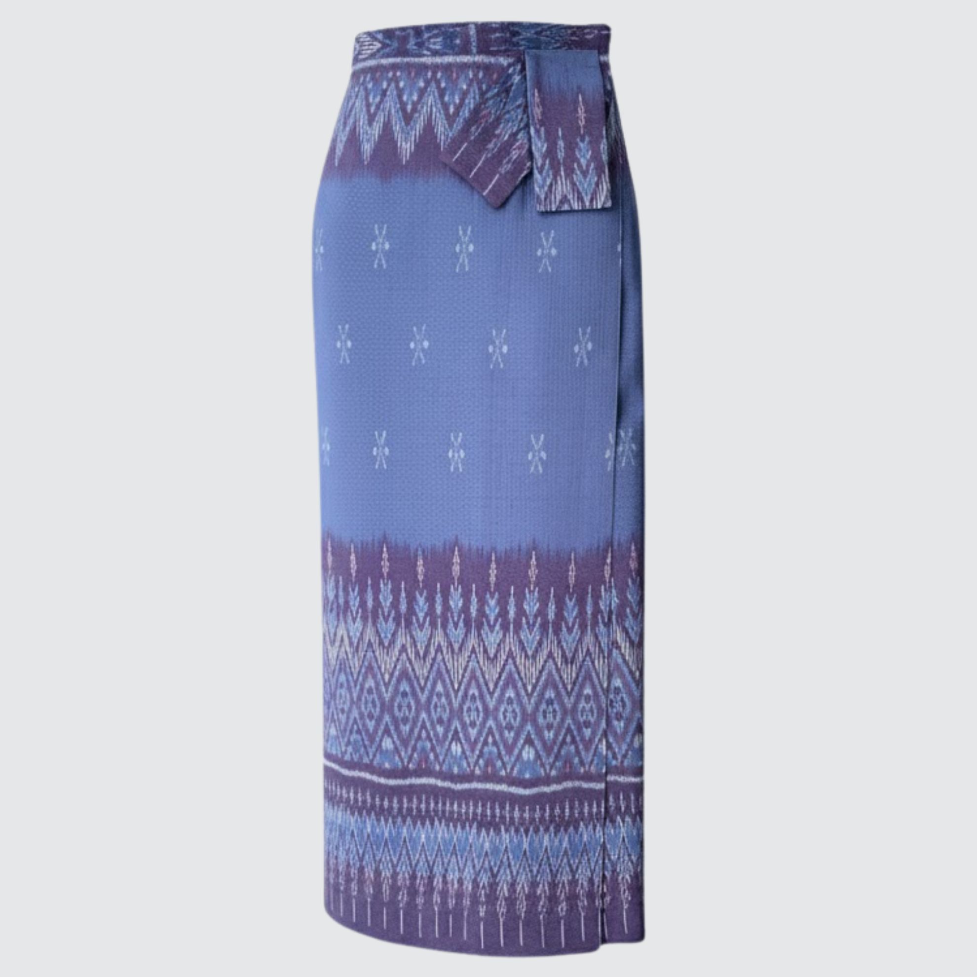 ผ้าถุงป้าย แบบเลื่อนตะขอตามไซส์ ลายเชิงล่าง สีม่วงฟ้าคราม รหัส WM-PTS-1009681428