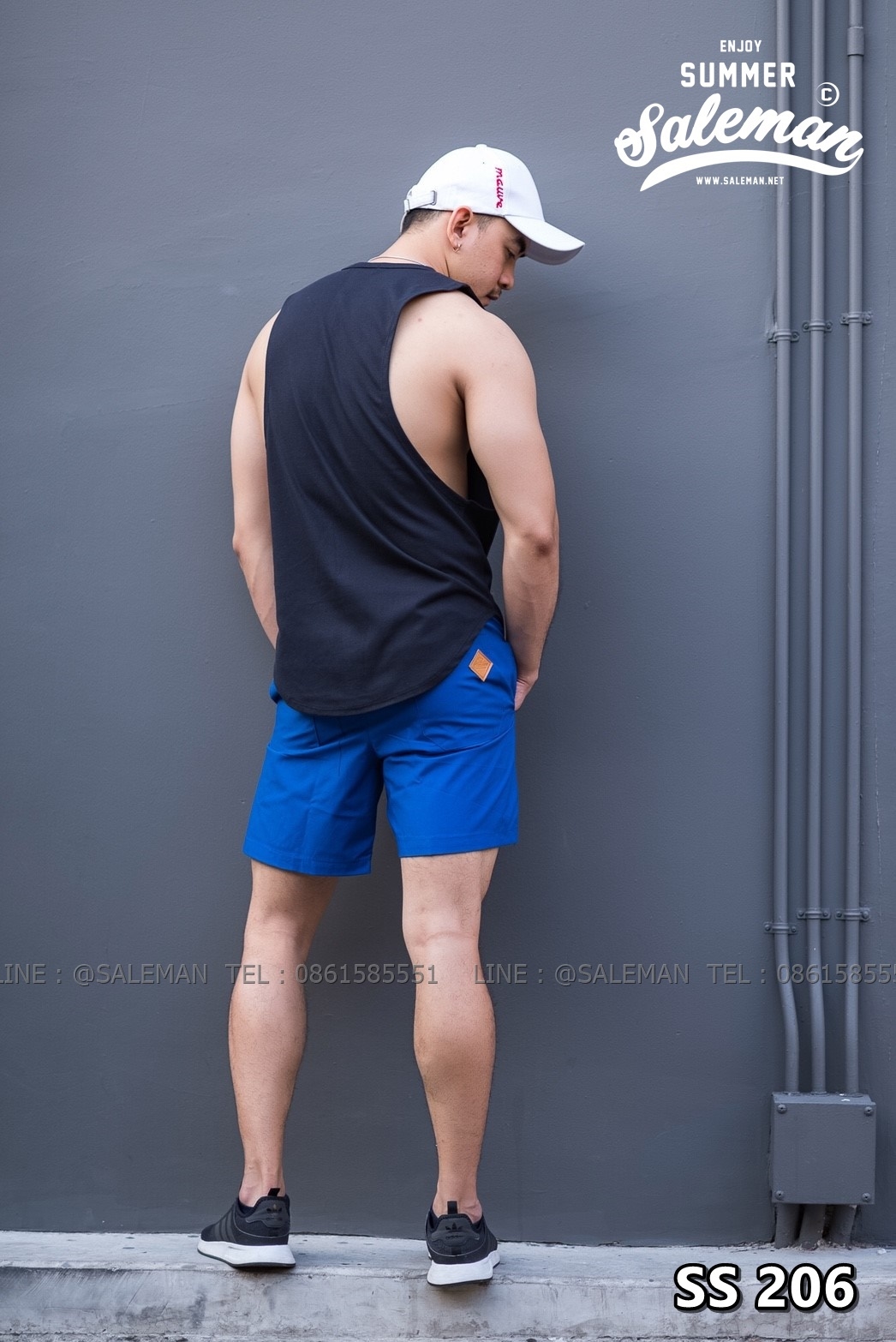 กางเกงขาสั้น พรีเมี่ยม ผ้า COTTON รหัส SS 206 สีน้ำเงิน