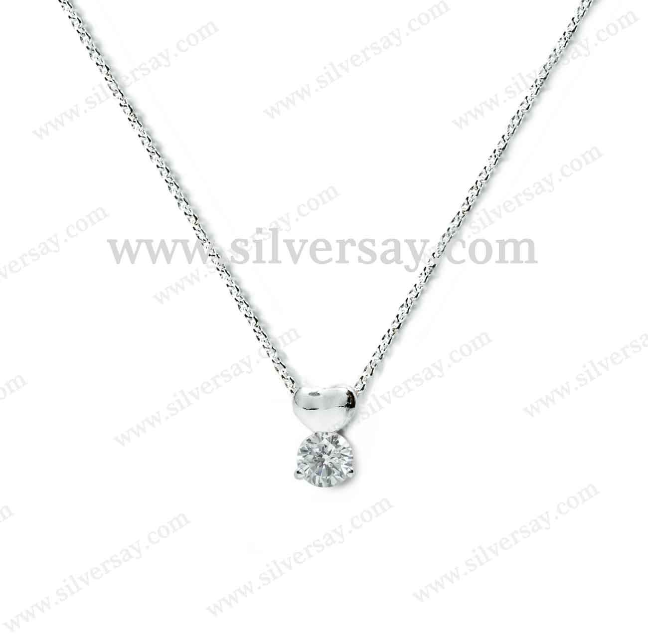 จี้หัวใจฝังเพชรสวิส 1 กะรัต/สีทองคำ22k