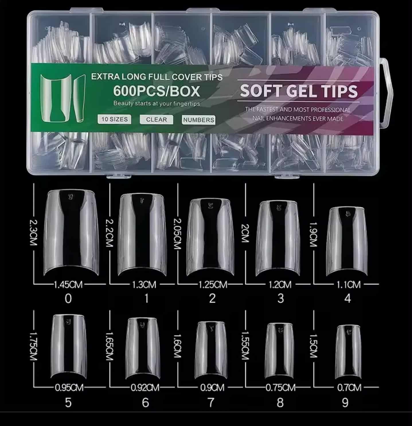 เล็บทิป ทิปต่อปลายเล็บ เล็บปลอมสั้น SOFT GEL TIPS 600ชิ้น/กล่อง