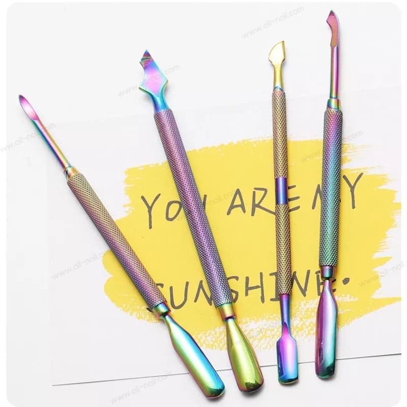 เหล็กดันหนัง ที่ดันหนัง แซะซอกเล็บ เล็บขบ ขูดสีเจล 4ชิ้น/ชุด