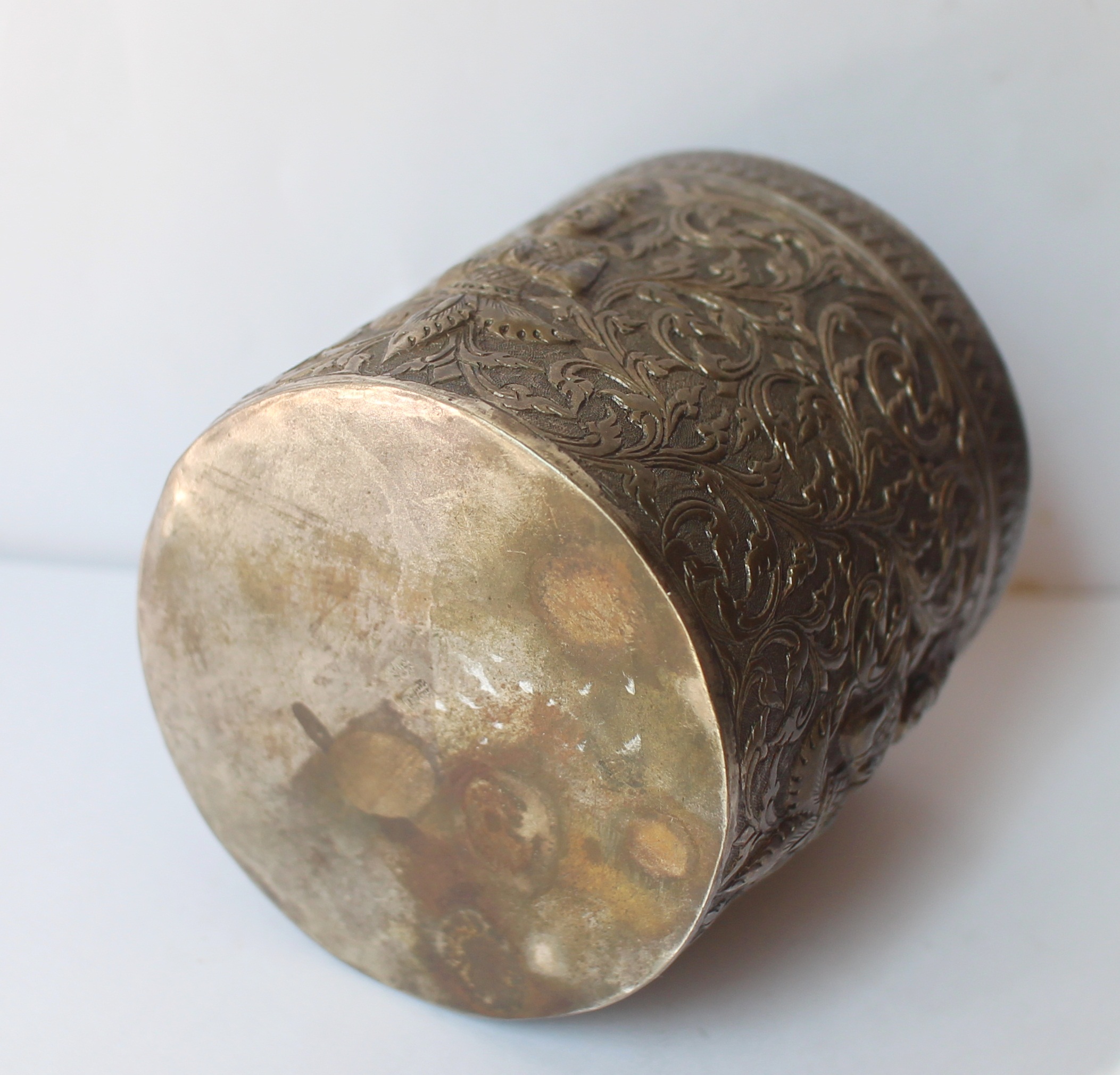 SI119 กระปุกยาดมลายเทพพนม ดุลลาย เงินแท้ 92.5 % สูง 8 cm. นน. 148.7 กรัม งานเก่าเก็บ