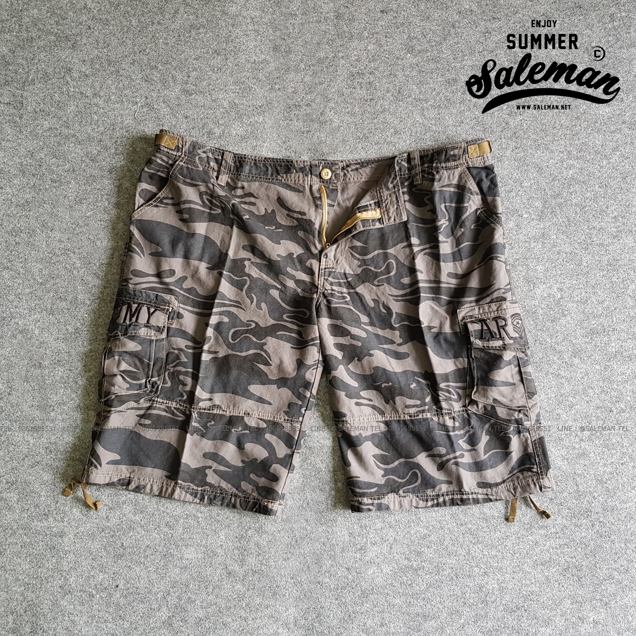 กางเกงขาสั้น รุ่น camo shorts สีลายพรางเทา