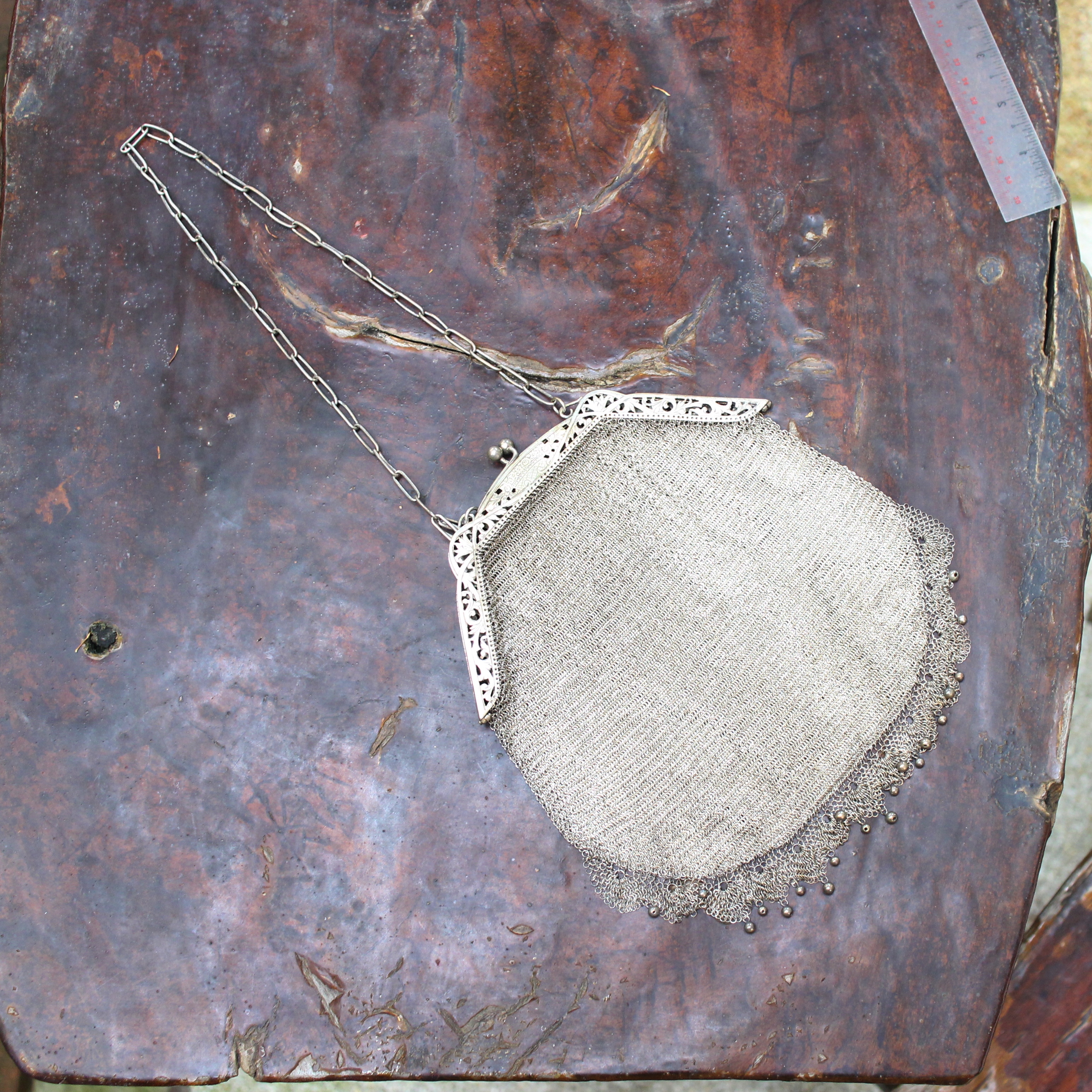 SI336 กระเป๋าเงินถัก เงินแท้ 92.5% นน. 278 กรัม ขนาด 7.5*8 นิ้ว ไม่รวมสาย