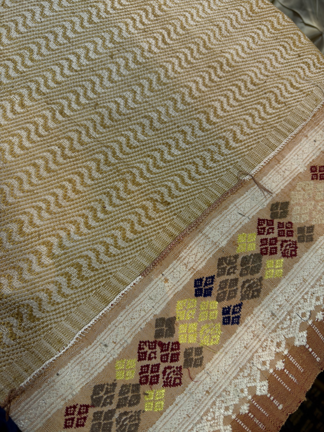 ซิ่นขิดไหม ต่อหัว ต่อเชิง ขนาด1x2เมตร สีเหลืองทองนวล รหัส R4F-155-1246813