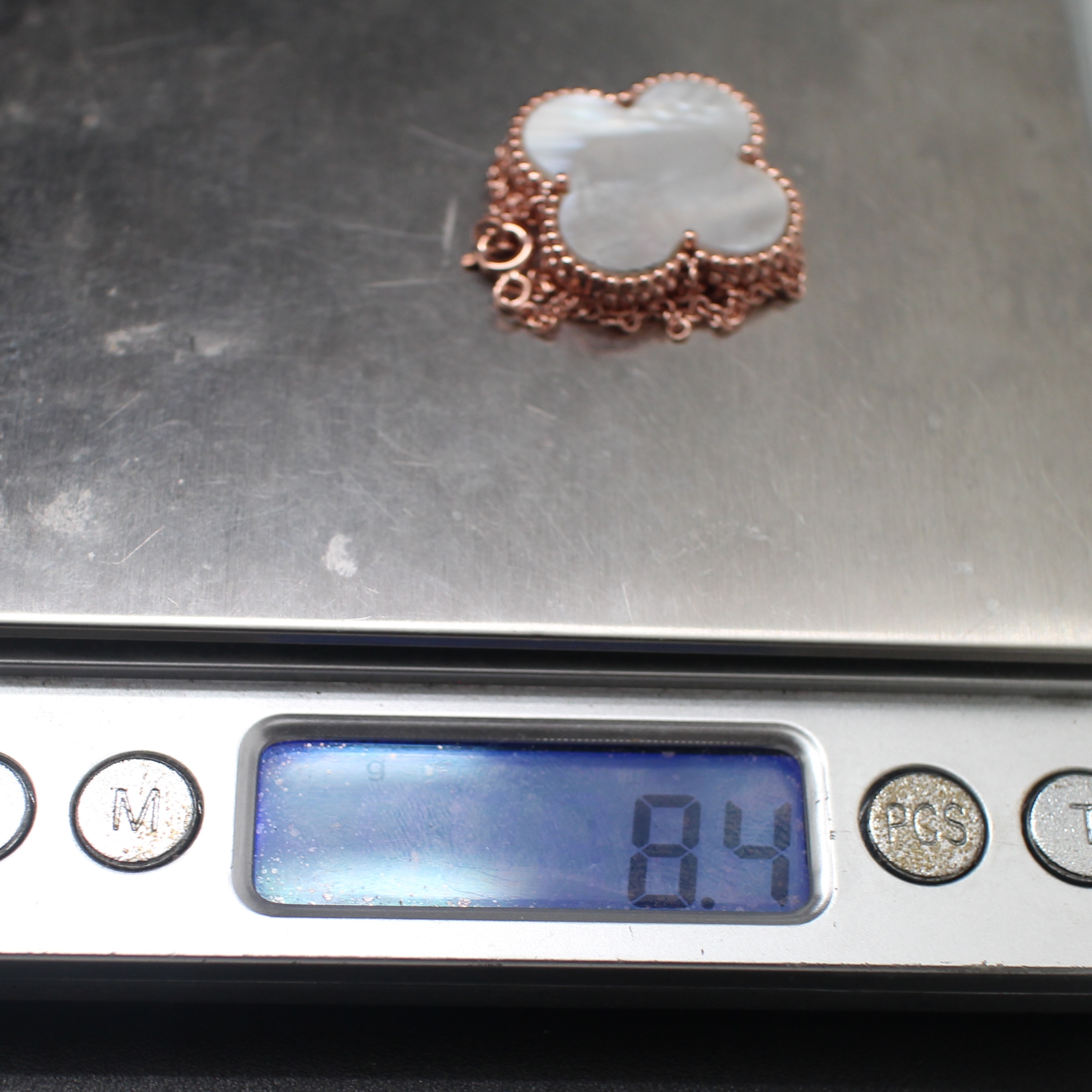 NL25019 สร้อยคอดอกไม้เปลือกมุก ทองแท้ 18k นน.รวม 8.4 กรัม ยาว 17 นิ้ว