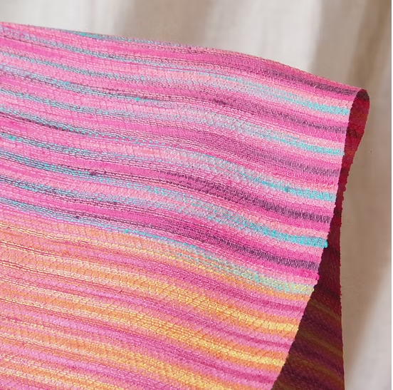 ผ้าพันคอไหม มัดหมี่ลายลูกแก้ว ขนาด 44x230ซม. สีชมพู รหัส ZYF-CT-103170