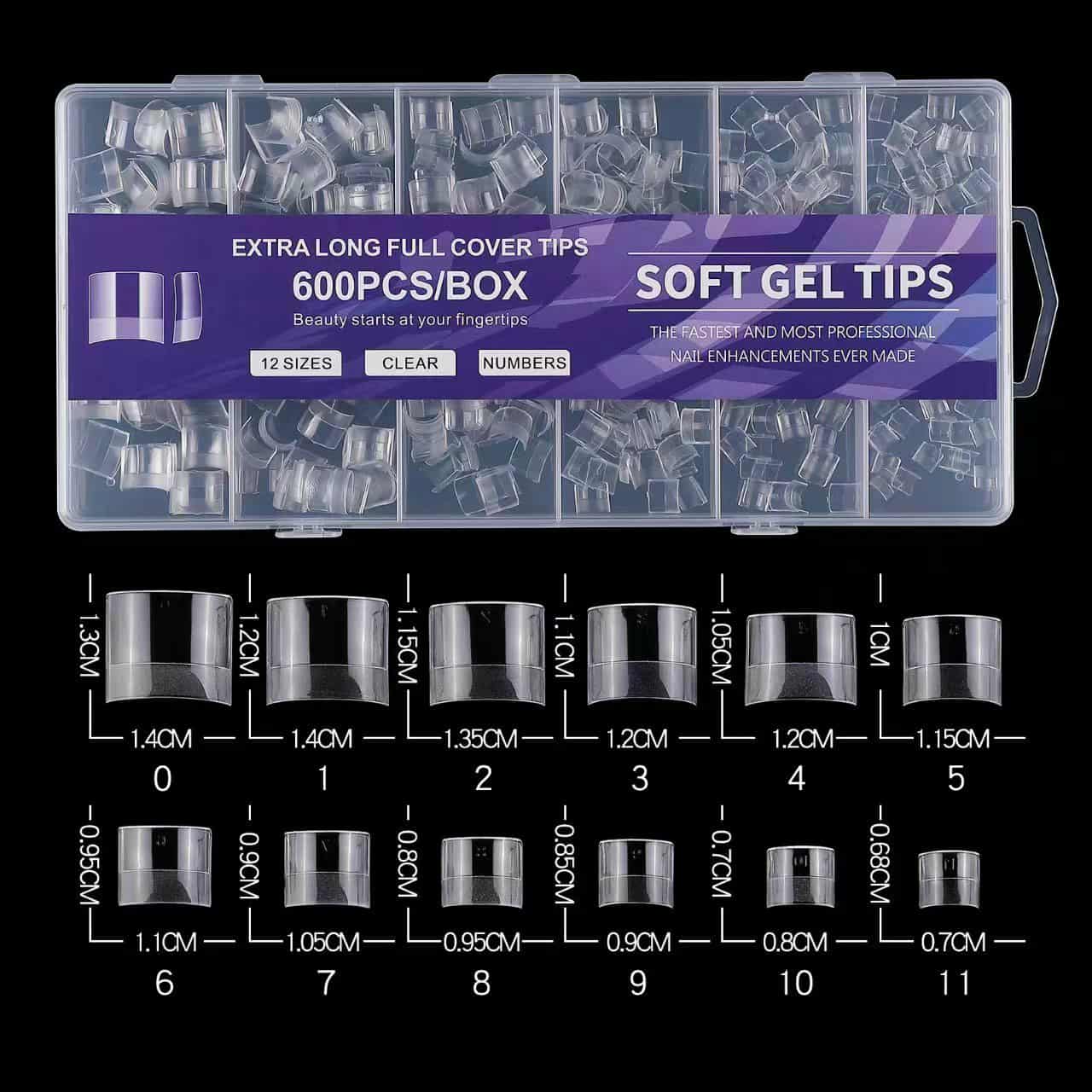 เล็บทิป ทิปต่อปลายเล็บ เล็บปลอมสั้น SOFT GEL TIPS 600ชิ้น/กล่อง