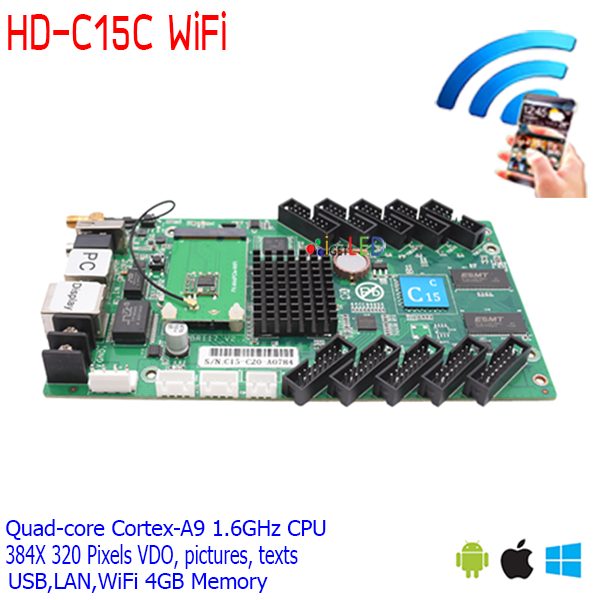 แผงควบคุมจอฟูลคัลเลอร์ HD-C16C Full color controller (Audio output+LAN +USB Port+WiFi) Android,IPhone