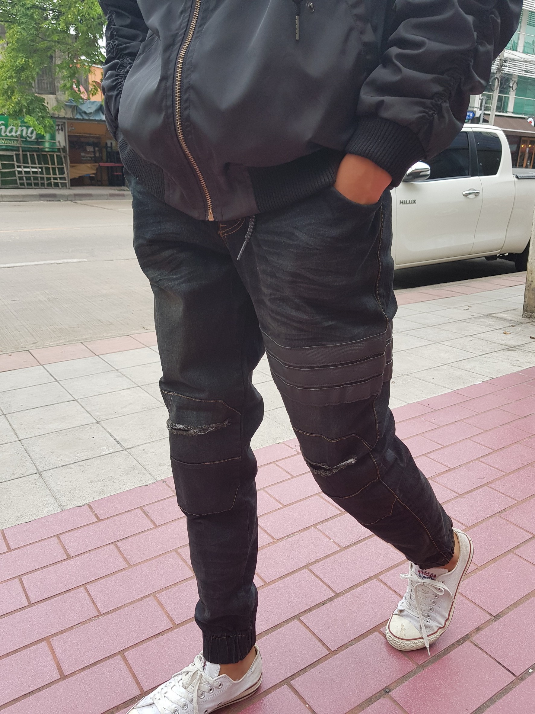 STRETCH JEANS JOGGER PANTS | ขาจั๊มยีนส์ยืด YM610 B