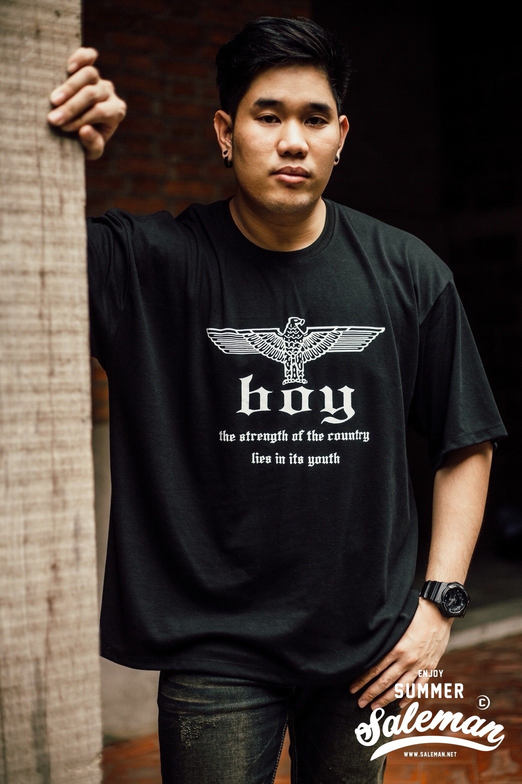 เสื้อยืด Boy สีดำ-108