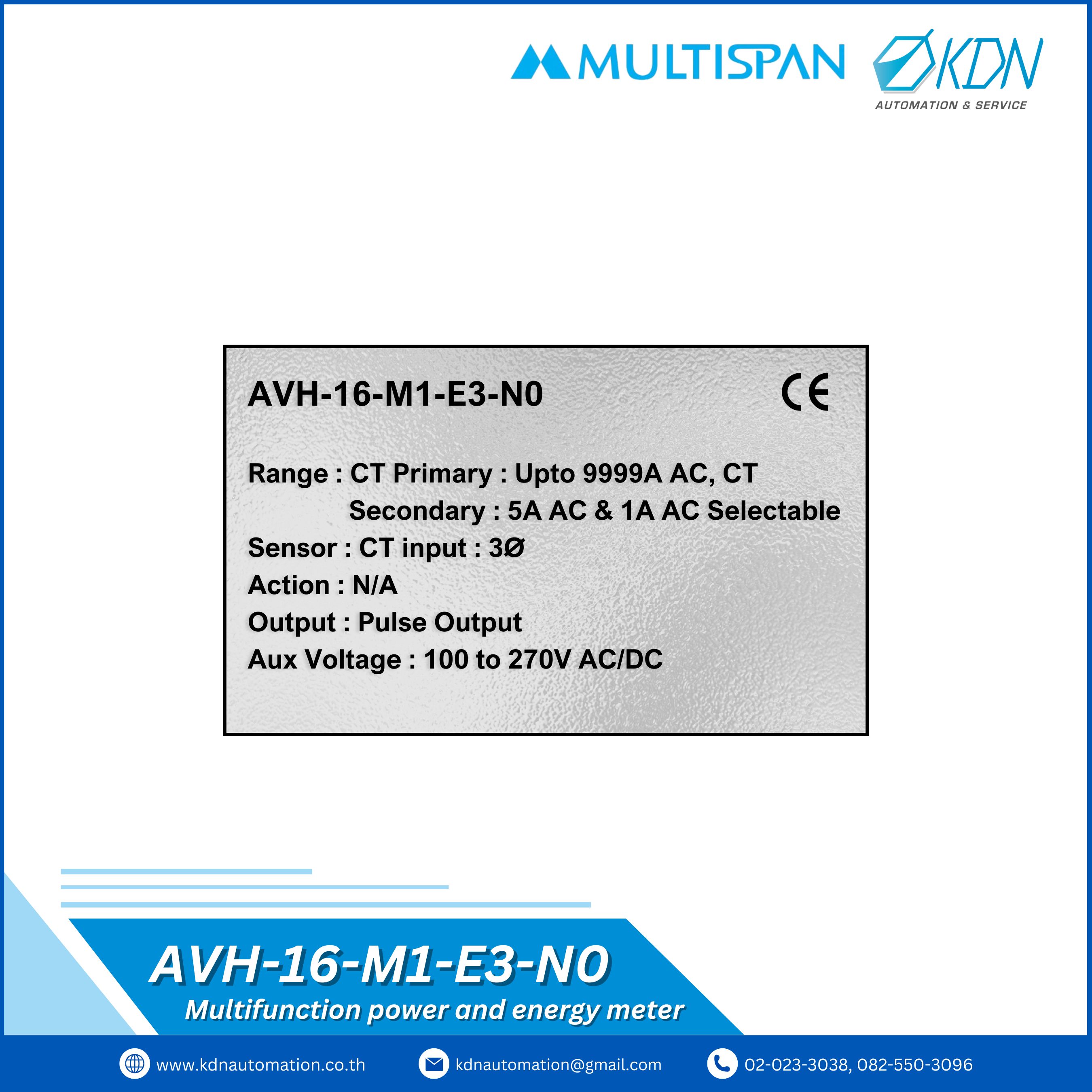 AVH-16-M1-E3-N0 Multispan Multifunction Meter - THD & IMP-EXP