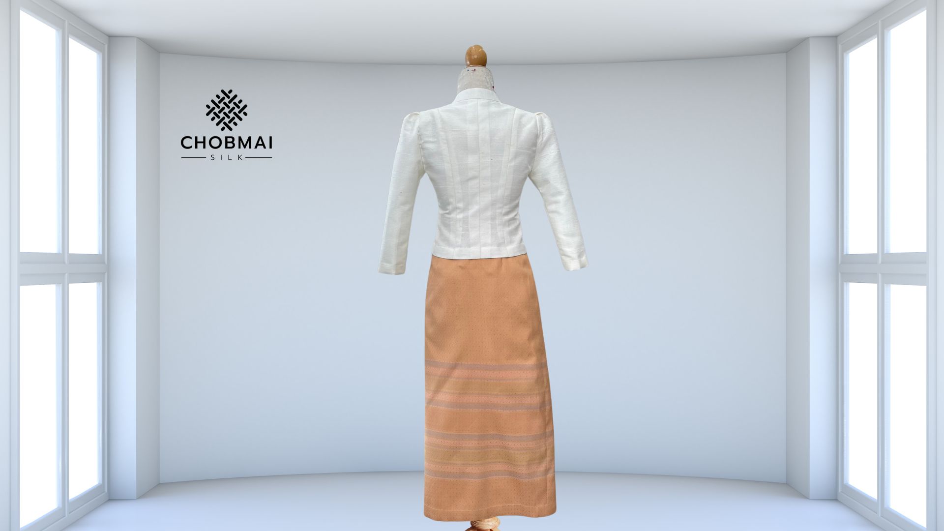 แบบตัดชุด แยกชิ้น เสื้อ+กระโปรง ชุดไทยจิตรลดา ผ้าไหม (ไม่รวมผ้า) รหัส CUT-ST002