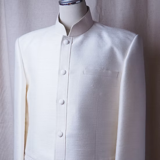 เสื้อสูทพระราชทาน แขนยาว ไหมสีพื้นเนื้อหยาบหนา | ตัดเย็บตามรูปร่าง | เลือกสีผ้า ส่งไซส์ได้