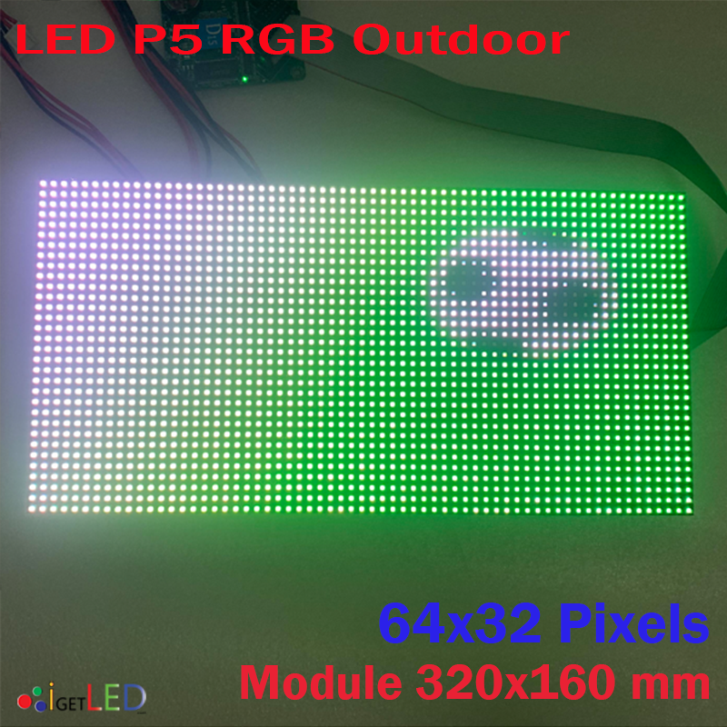 LED P5 OUTDOOR RGB โมดูลสีเต็มจอแสดงผล LED 64x32 พิกเซลแผง Dot Matrix จอแสดงผล P5 SMD RGB โมดูล