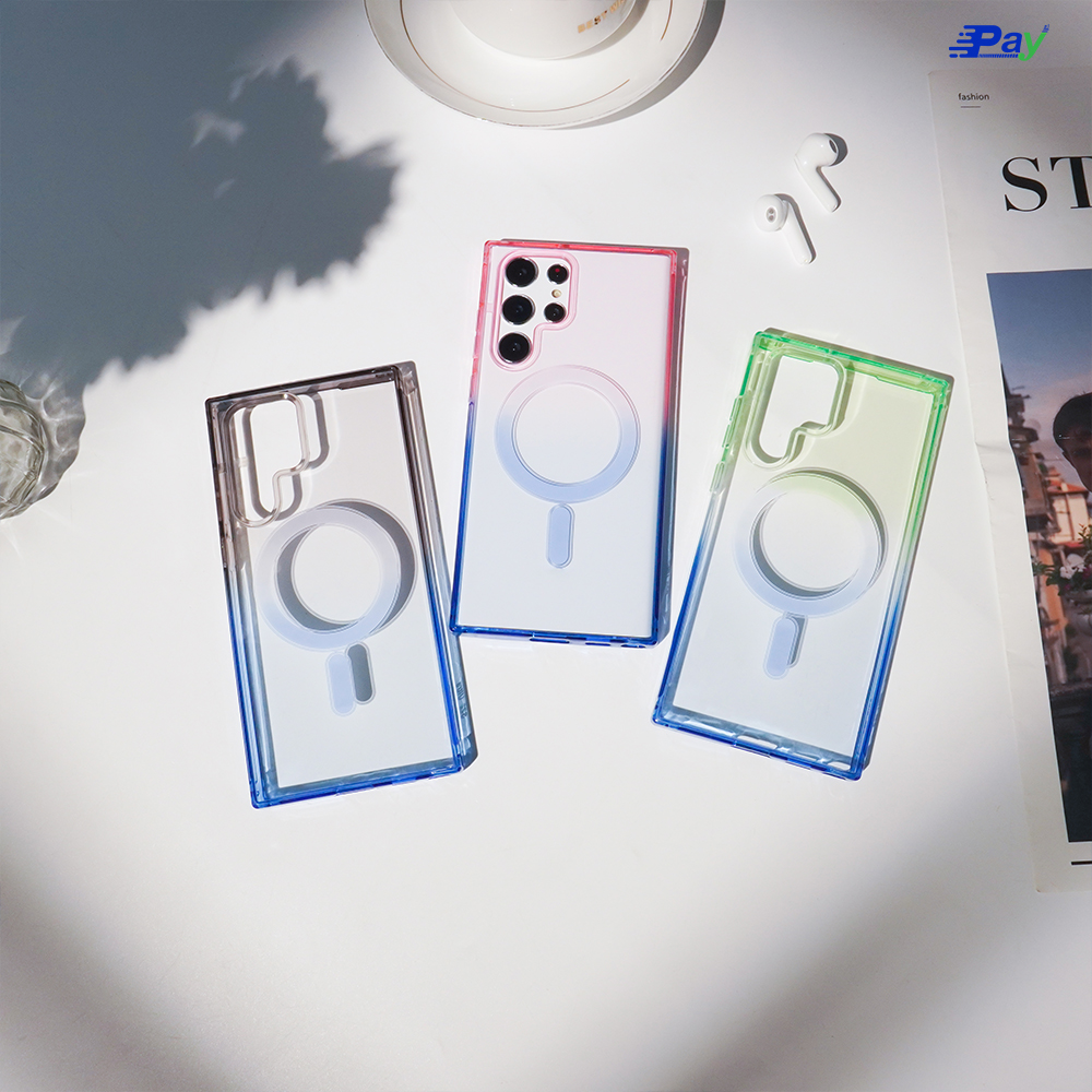 เคสโทรศัพท์ Samsung สีทูโทน เคสชาร์จไร้สาย แบบอ่อน สำหรับ SS S23 Ultra/S22 Ultra